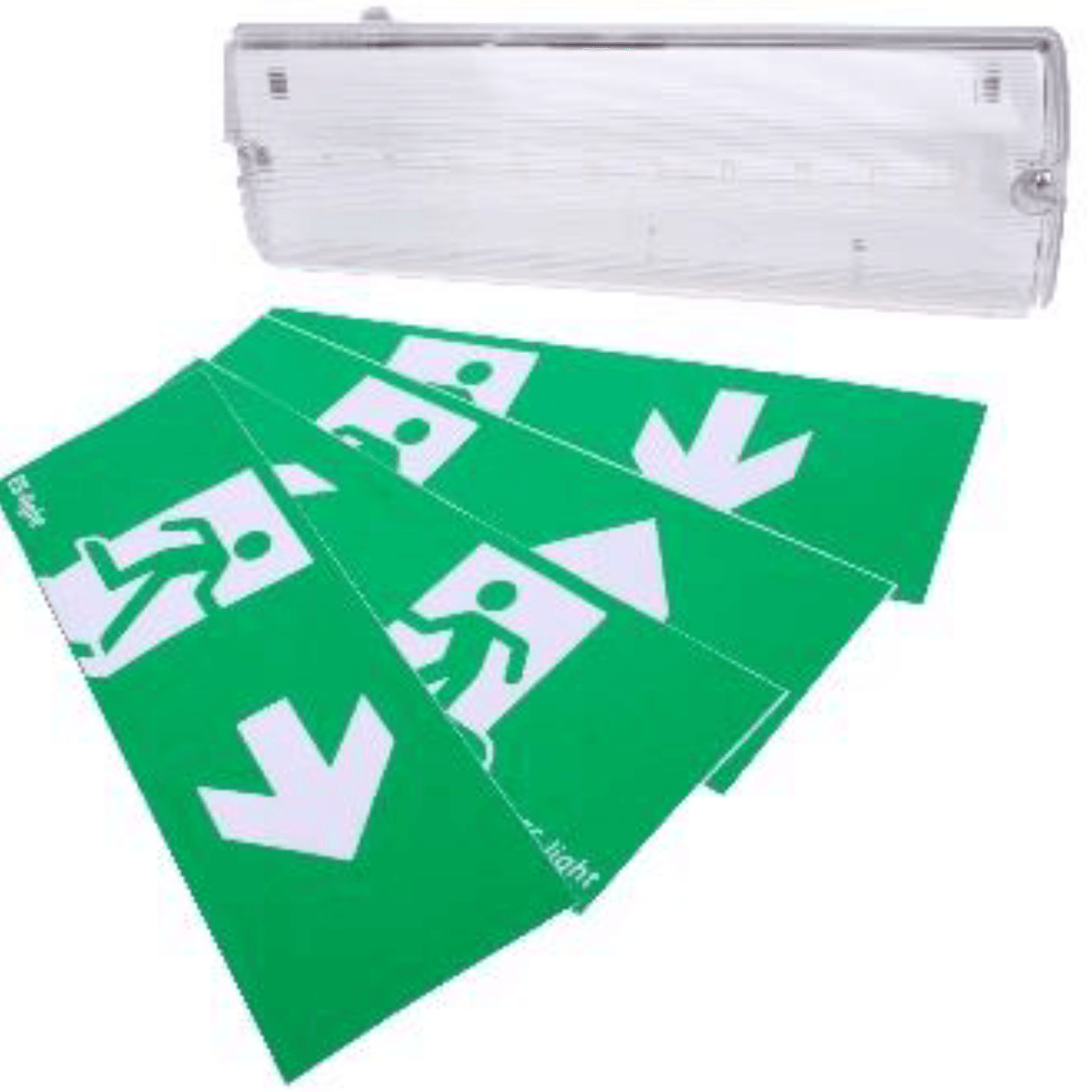ESL 538 Noodverlichting 10 LED's, zelftest & 4 picto's, plafond / muurbevestiging IP65