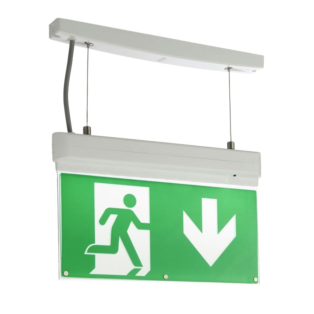 ESL 911 LED noodverlichting 4 in 1 met testknop & 6 picto's, pendel bevestiging.