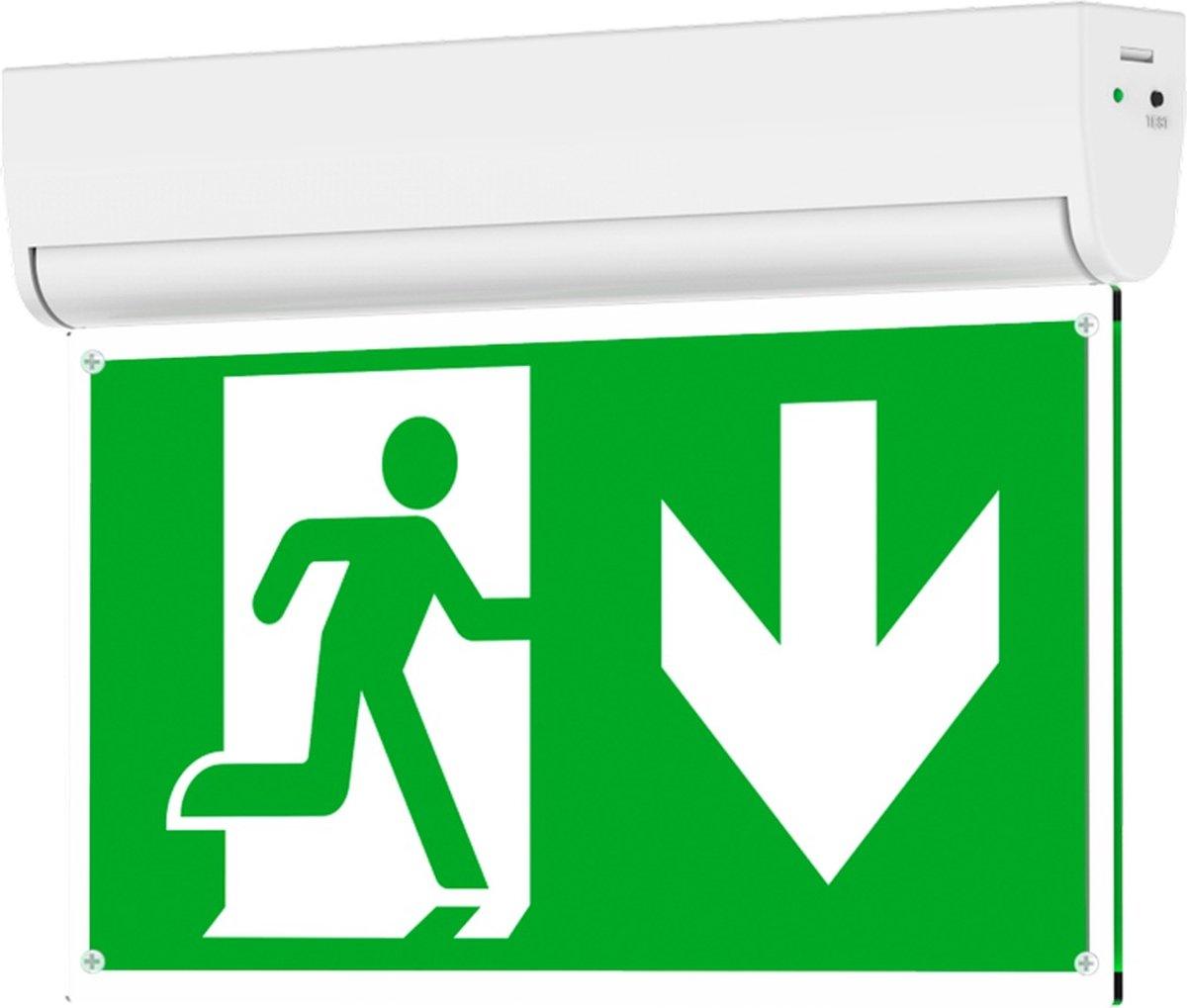 ESL 747 LED noodverlichting 3 in 1 autotest & 6 picto's, plafond / inbouw / muurbevestiging